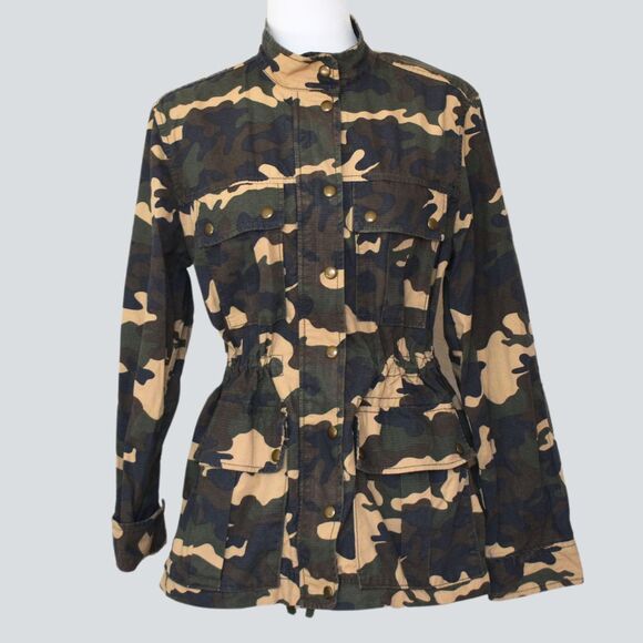 Gap 100 % Cotton Camo GAP Military Jacket Green/Brown Size M - Picture 1 of 7